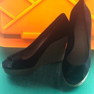 Black Suede Vince Camuto Wedges